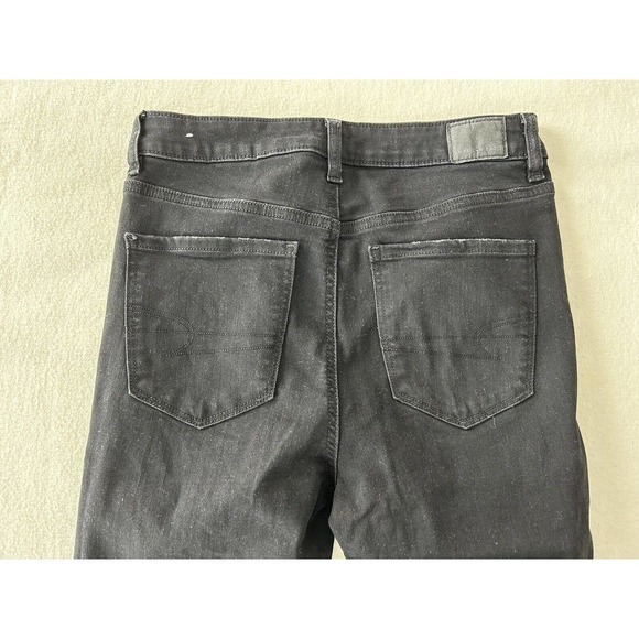 American Eagle Super Hi Rise Jegging Stretch‎ Women's 6 Regular Black Distressed - Picture 12 of 14